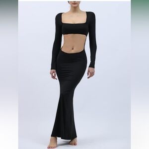 Women's Cut-Out Dress Bodycon Backless Long Sleeve  Dresses